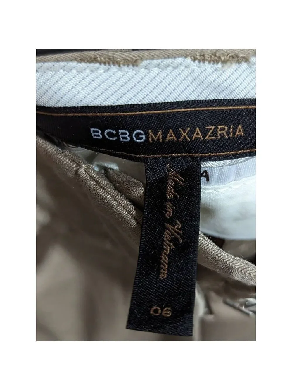 BCBGMaxazria Women's Khaki Mid-Rise Wide Leg Trouser Pants Size 6